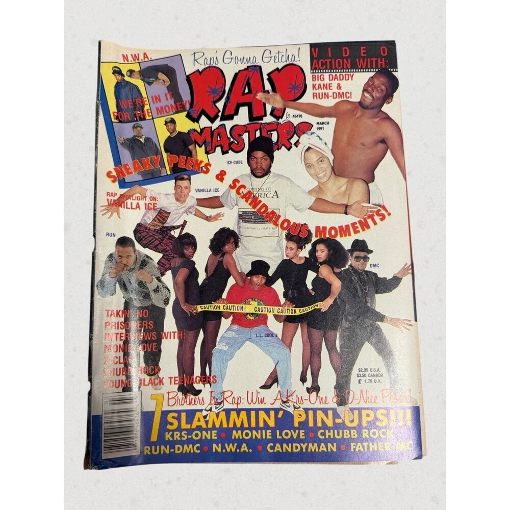 Rap Masters Magazine March 1991 Ice Cube LL Cool J NWA Vintage Hip Hop Gold Era